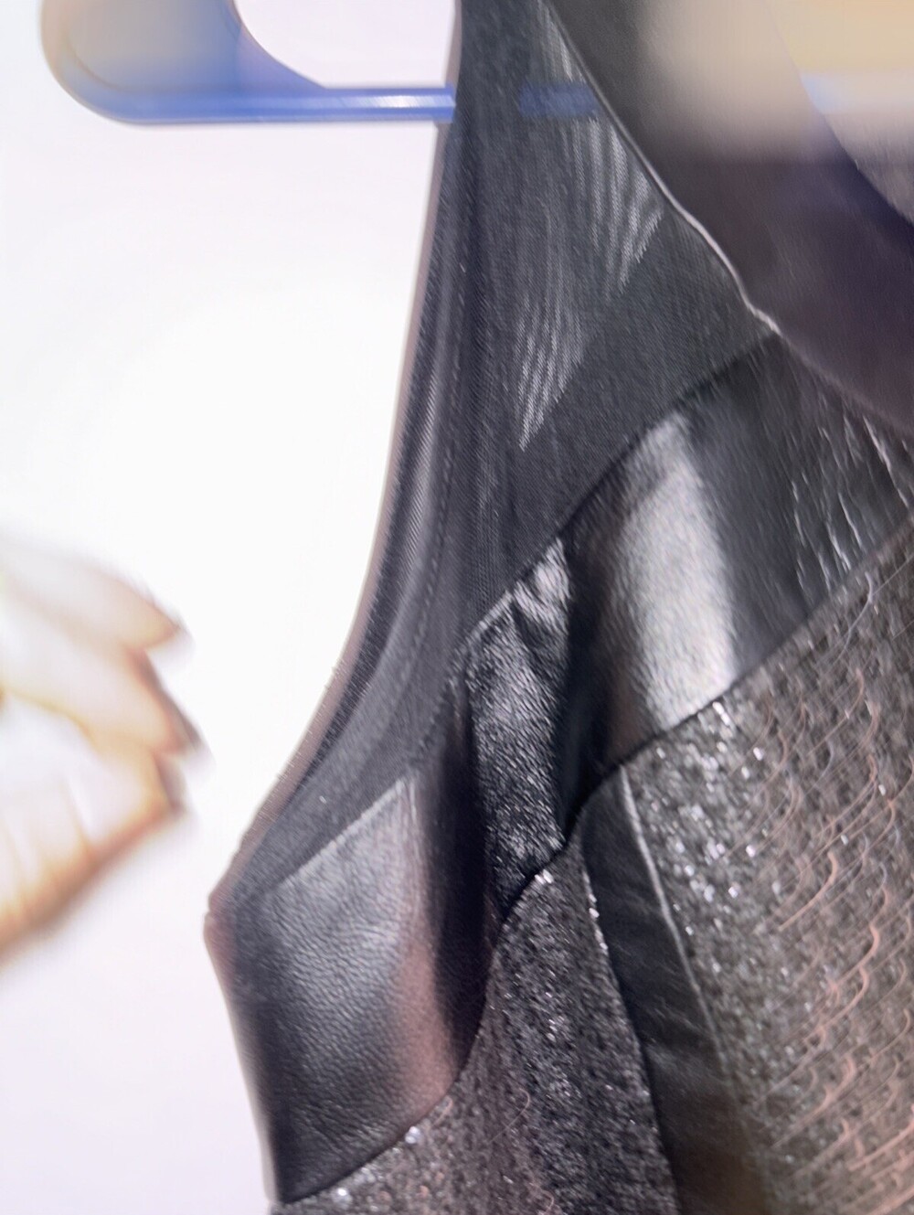 Milly Black Lambskin Trim With‎ Faux Metallic Fabric Size 8 Made In USA - Picture 11 of 16